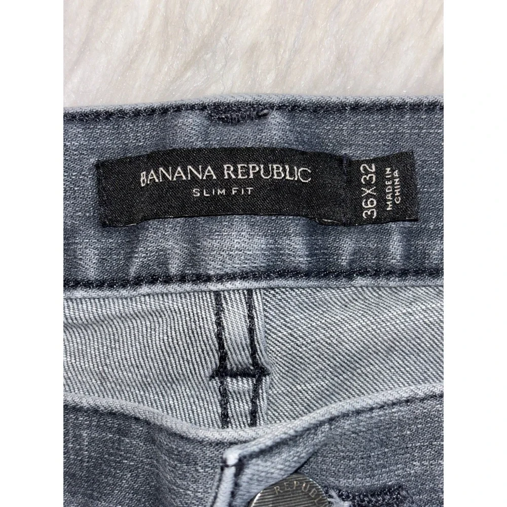Banana Republic Jeans Mens 36x32‎ Gray Denim Slim Fit Medium Wash Straight Leg